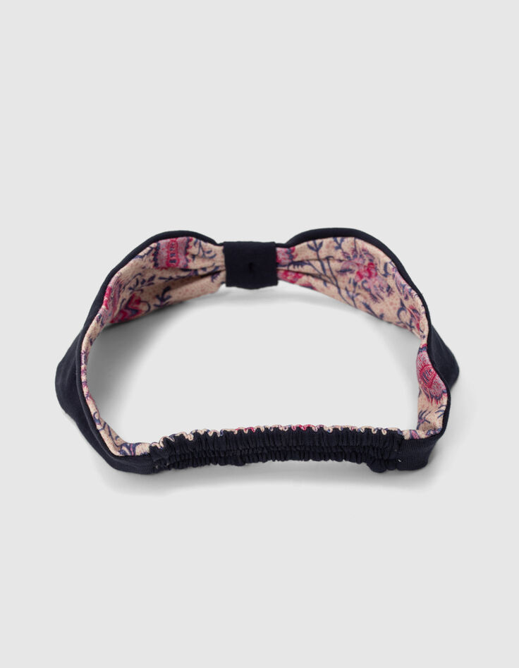 Baby girls’ navy/pink print reversible headband-6