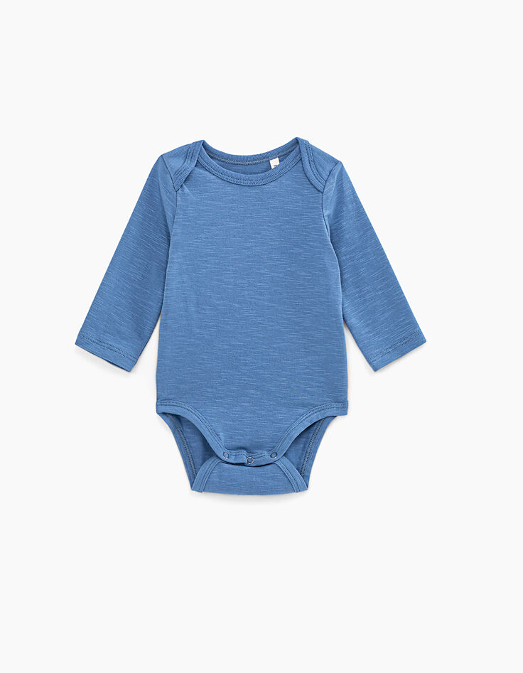 Blauer Babybody aus Biobaumwolle zum Personalisieren-2