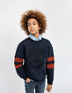 Marine sweater reliëf maxi-borduursel jongens-2