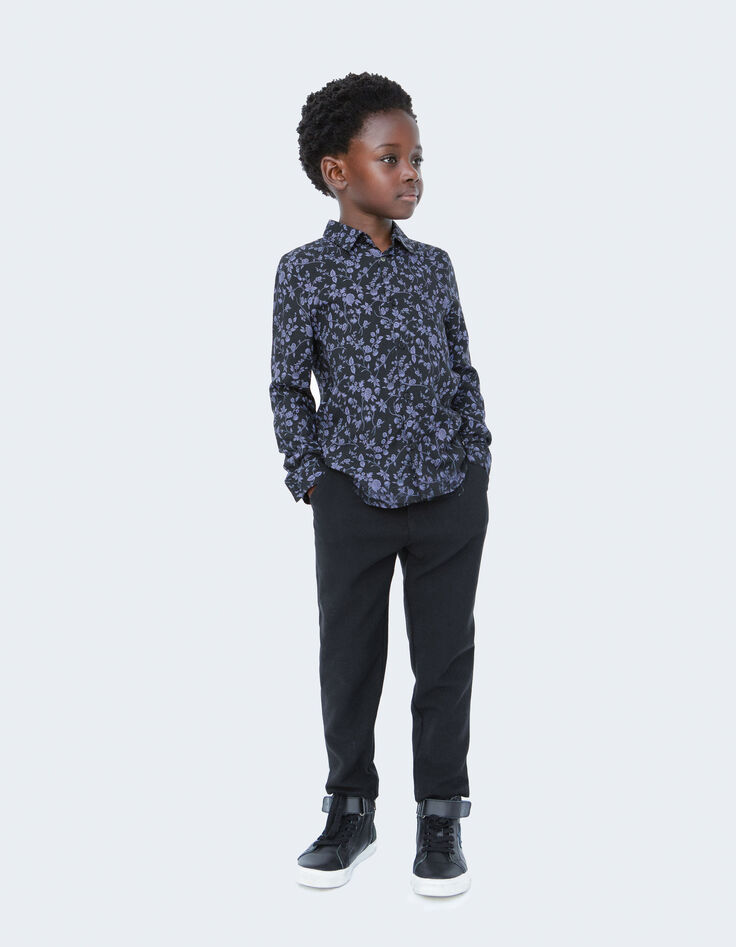 Camisa violeta y negra LENZING™ ECOVERO™ flores niño-2