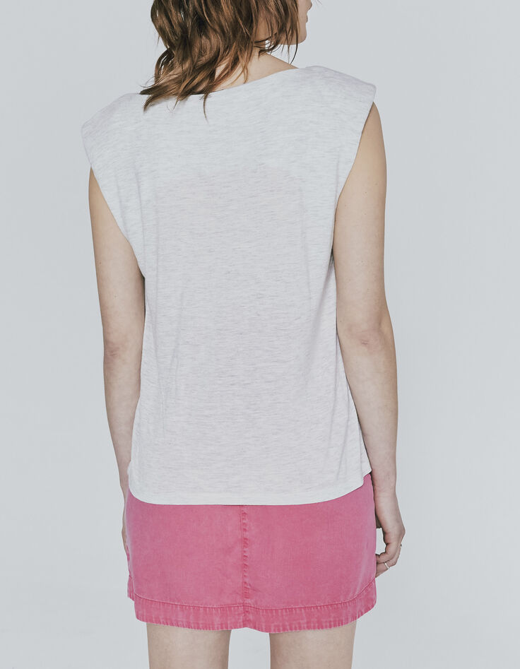 Cremeweißes Damen-T-Shirt aus Ecovero®-Viskose mit Motiv-3