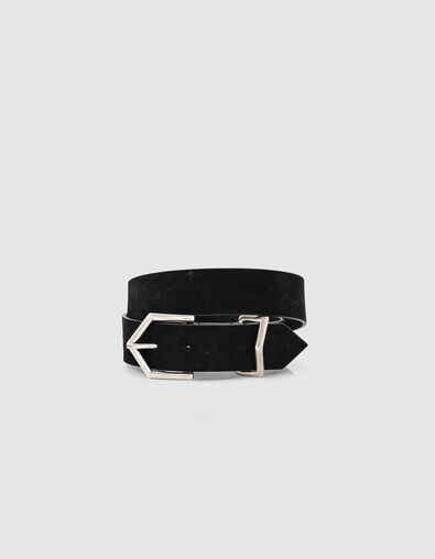 Ceinture pour denim cuir suédé noir boucle chevron femme - IKKS