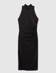 Women's black lurex mesh dress with American neckline-7