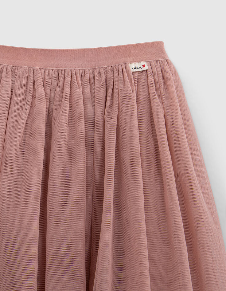 Girl's pink tulle midi skirt-4