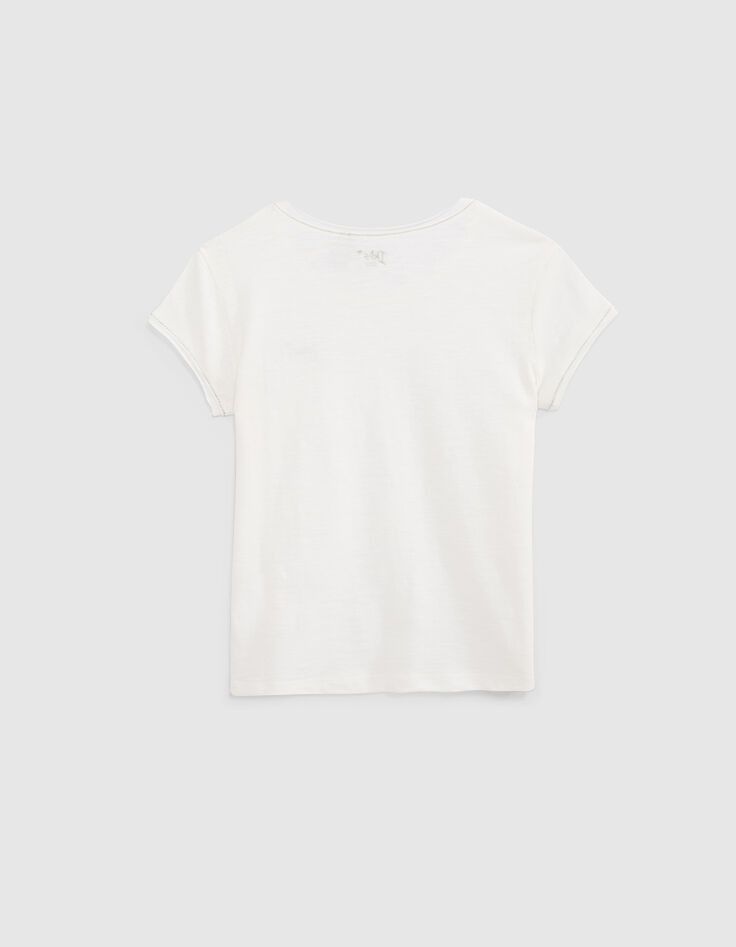 Tee-shirt blanc cassé Essentiel en coton bio fille-2