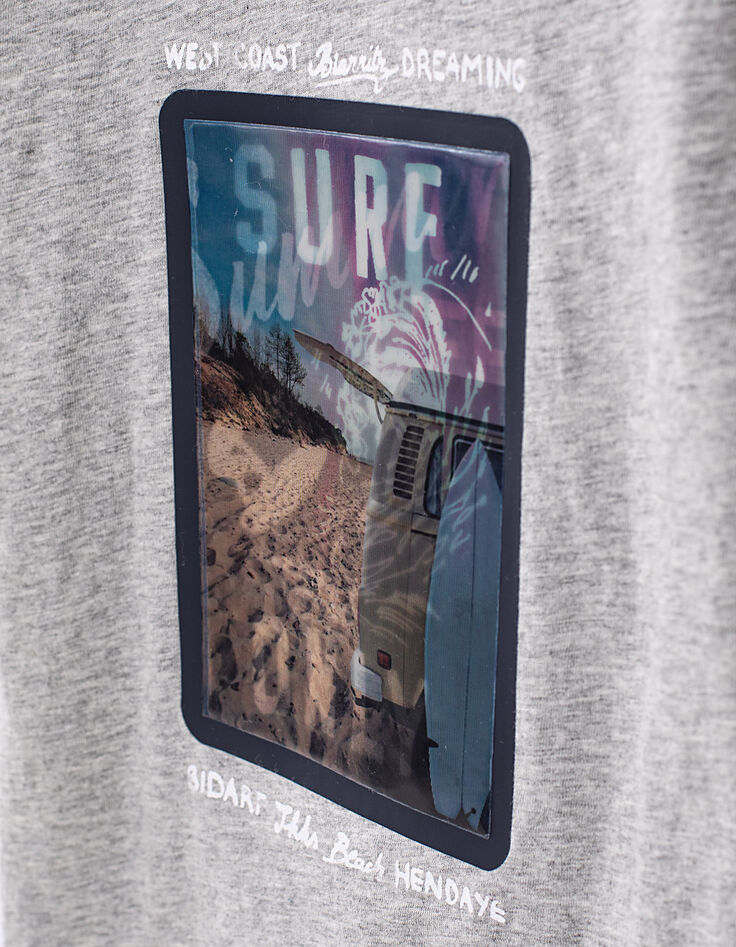 Boys’ grey lenticular surfboard organic cotton T-shirt-5
