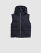 Boys' navy down jacket with removable sleeves-8