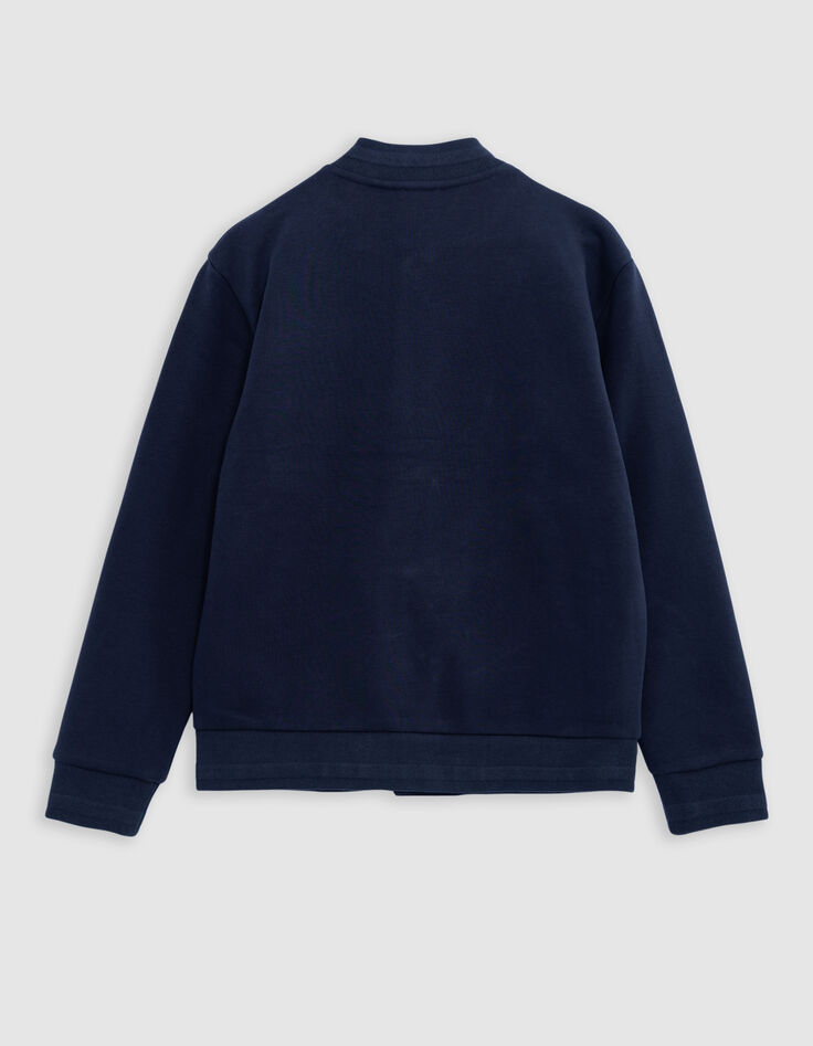 Boy's navy fleece cardigan with teddy collar-4