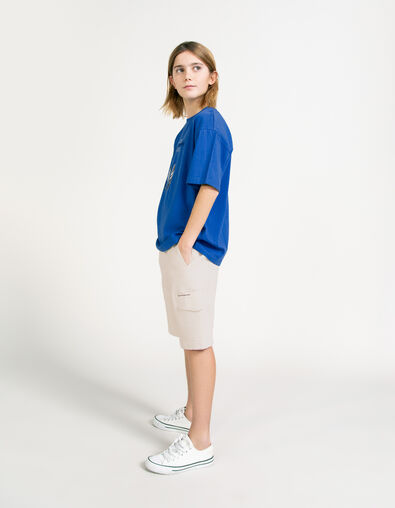 Boys’ ecru RELAXED Bermuda shorts with cargo pockets - IKKS