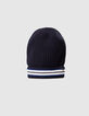 Baby boy navy knitted hat with stripes filling-2