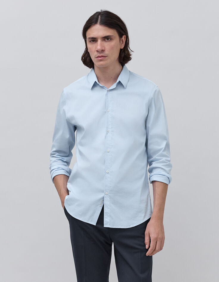 Men's sky blue thin-striped SLIM shirt-1