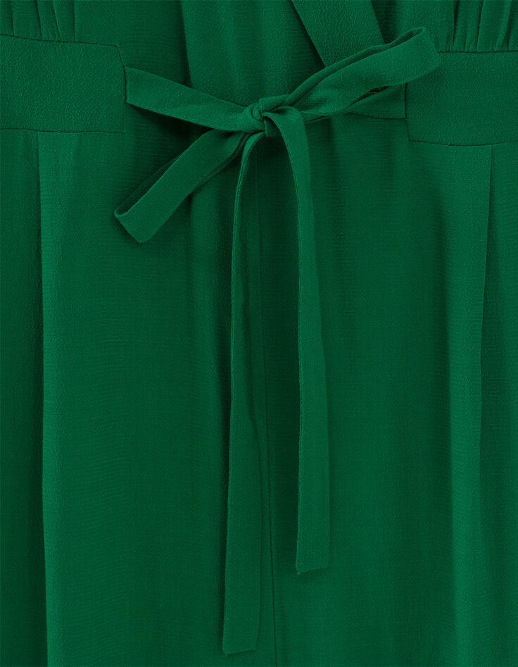 Women’s green viscose 7/8 jumpsuit with slit on back-2