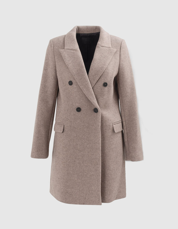 Manteau long en majorité laine coloris sésame femme-6