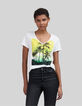 Women’s off-white T-shirt with flocked velvet slogan-2