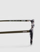 Lunettes solaires écaille noire branches kaki mixte-4