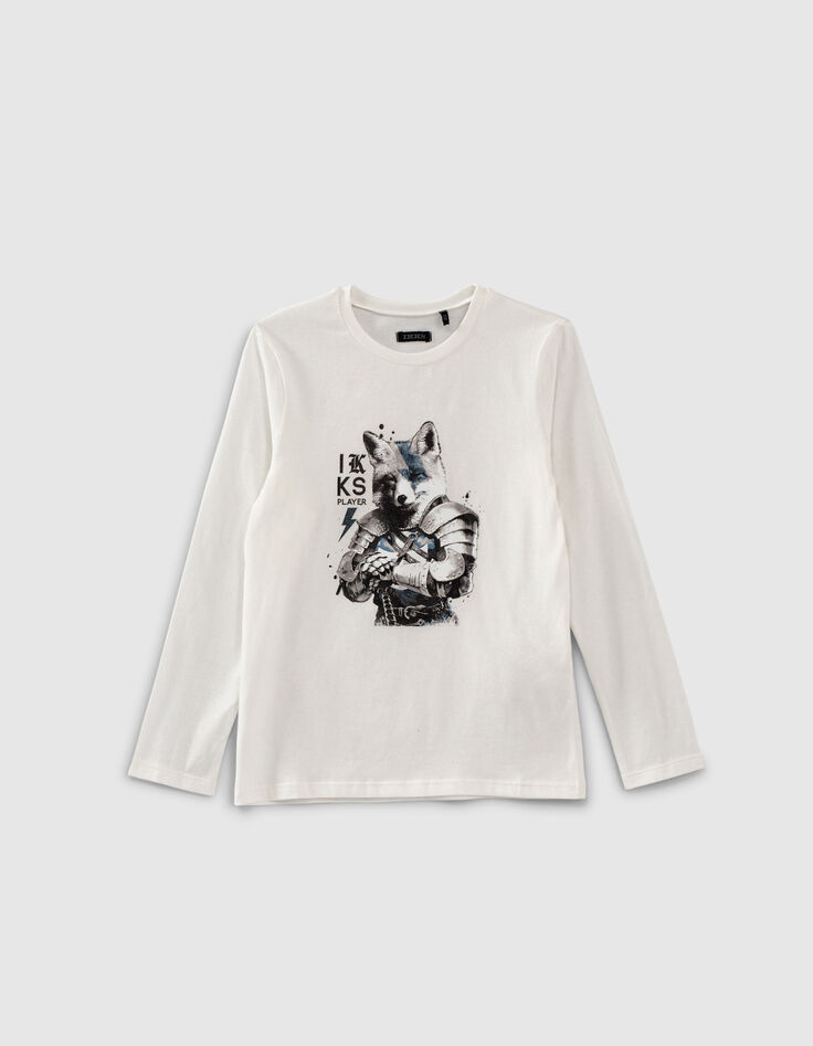 Boys’ off-white knight-fox image T-shirt-1