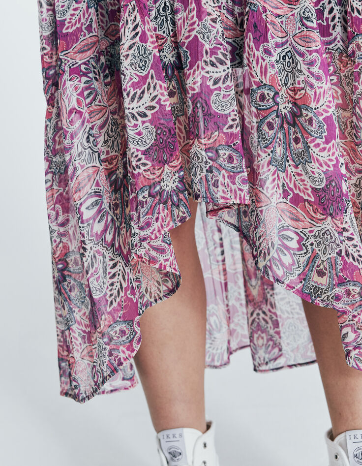 Women’s fuchsia floral bandana print asymmetric skirt-4