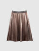 Girl's asymmetrical pleated gold midi skirt-5