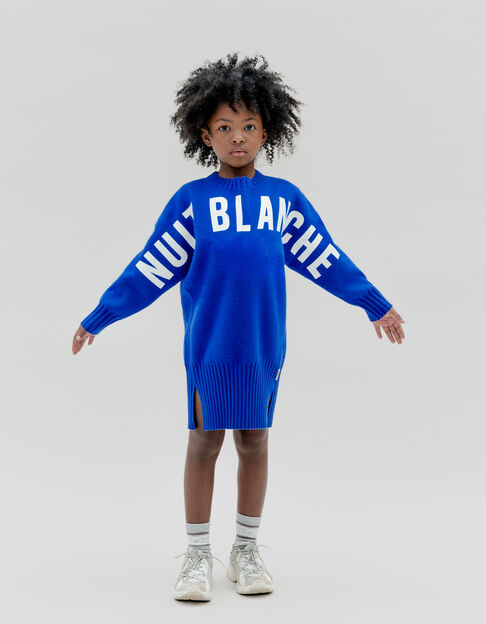 Blauwe sweater jurk maxi boodschap meisje - IKKS