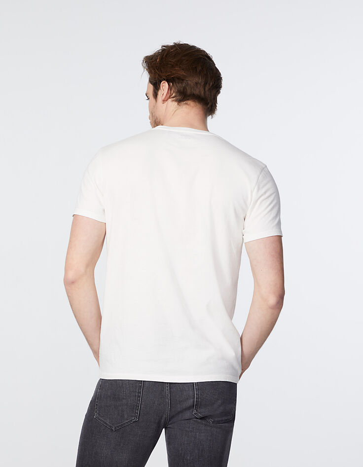 Camiseta blanco roto con bordados palmeras Hombre-3