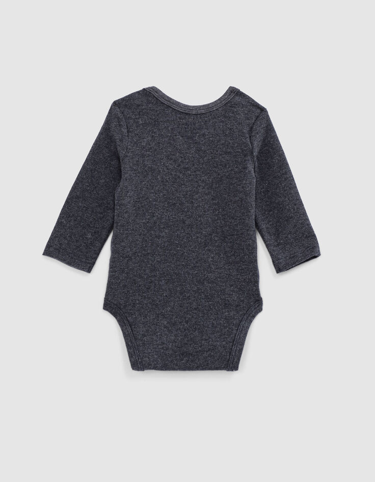 Baby’s grey marl ‘N roses graphic organic cotton bodysuit-2