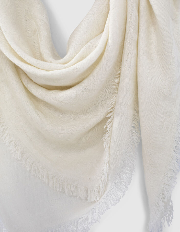 foulard jacquard monogramme  IKKS  blanc cassé femme -2