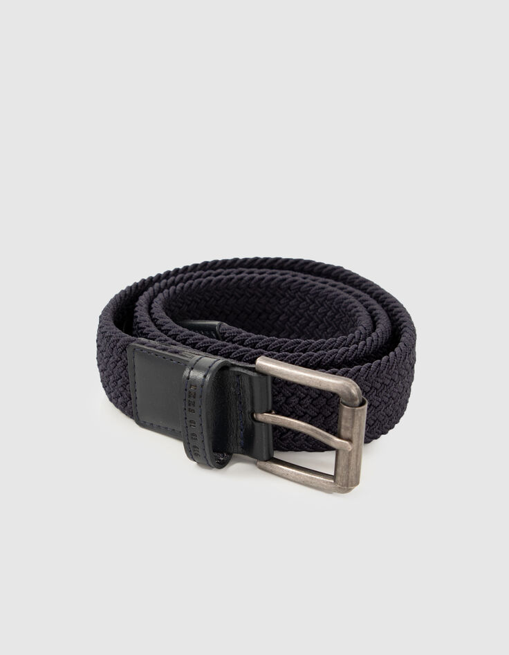 Cinturón dark navy trenzado hombre-2