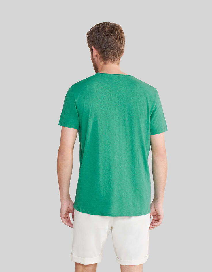 T-shirt L'Essentiel petrol coton bio encolure V Homme-3