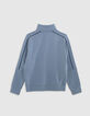 Boy's blue trucker-neck sweatshirt-4