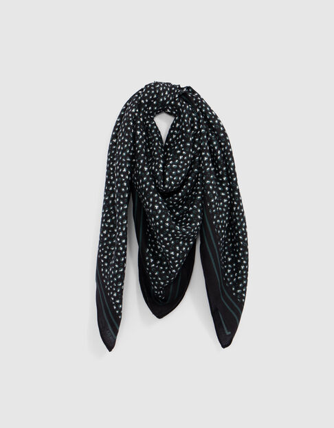 Girl's black leopard print square scarf - IKKS