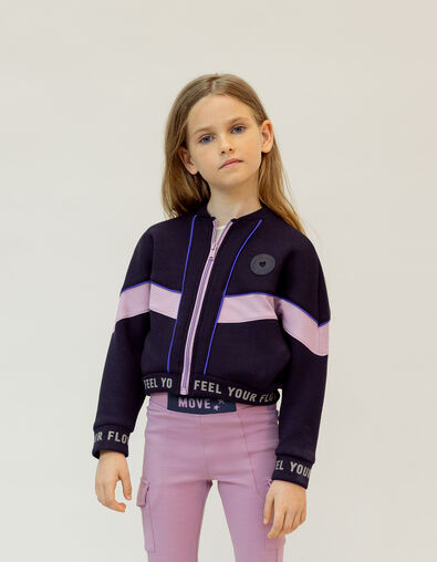 Sporty navy zipped cardigan for girls - IKKS