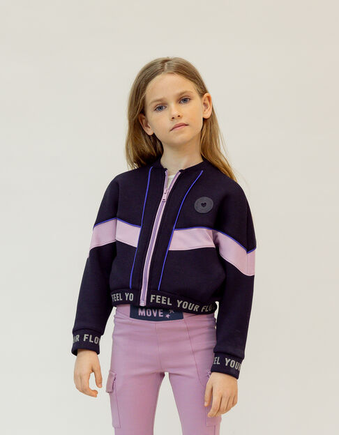 Sporty navy zipped cardigan for girls - IKKS