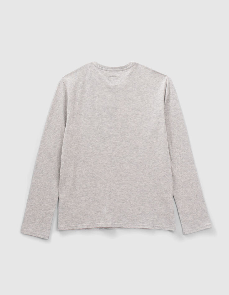 Camiseta gris motivo doble y flocado niño-3