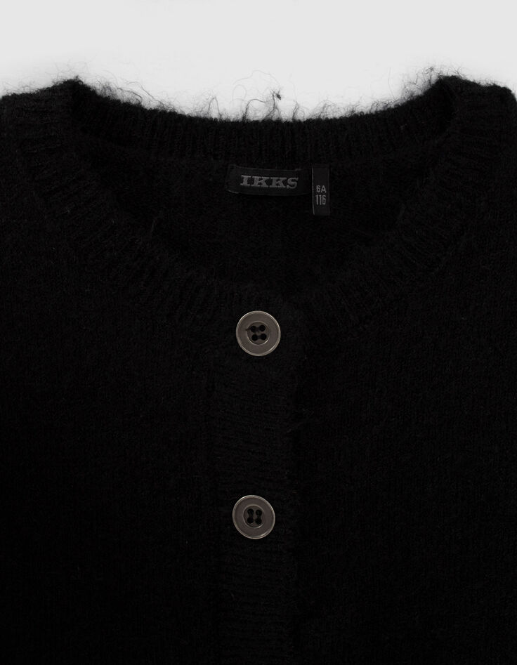 Girls’ black knit ruffled cardigan-2