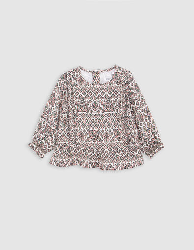 Ecru blouse LENZING™ ECOVERO™ ethnic baby girl - IKKS