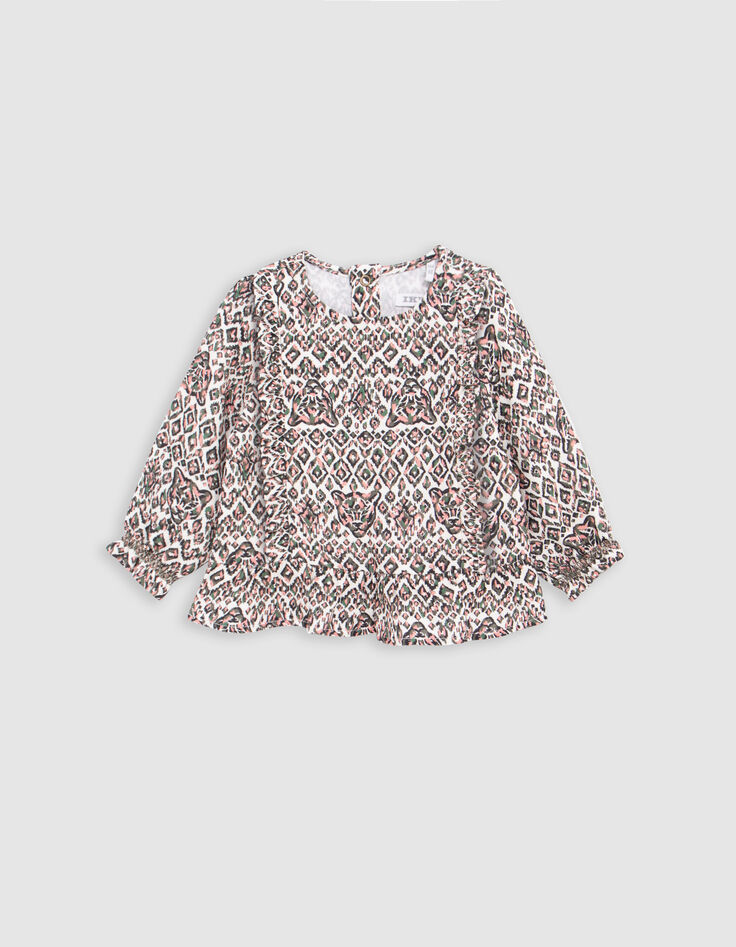 Ecru blouse LENZING™ ECOVERO™ ethnic baby girl-1