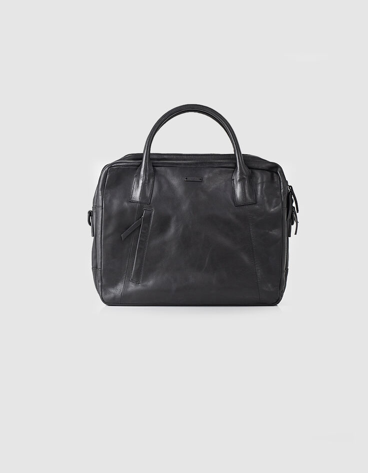 Sac noir en cuir homme-2