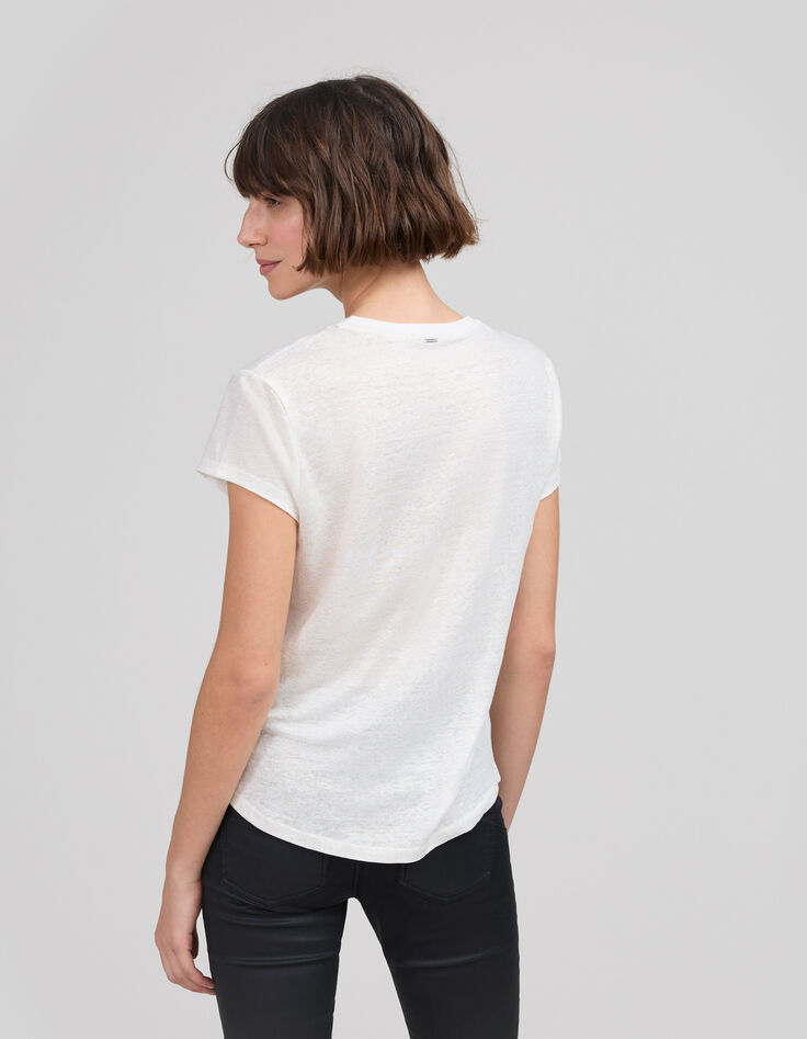 Tee-shirt lin blanc femme-3