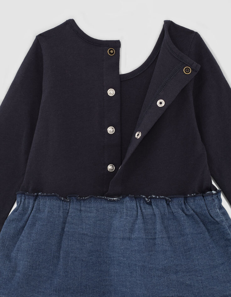 Baby girls’ jersey and denim mixed-fabric dress-2