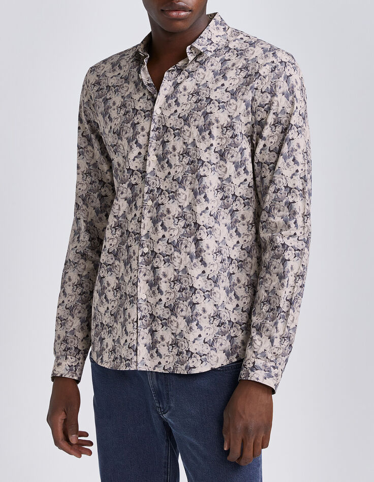 Men’s steel Liberty fabric SLIM shirt with roses-1