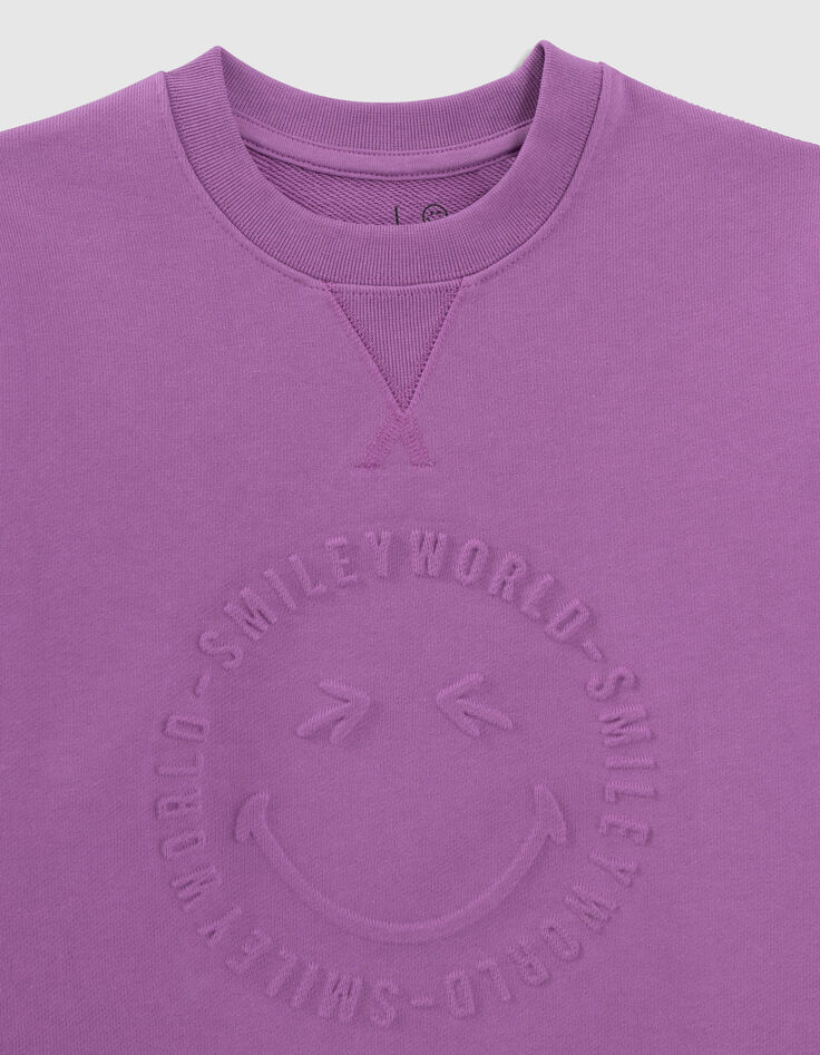 Boys’ purple sweatshirt with embossed SMILEYWORLD image-3