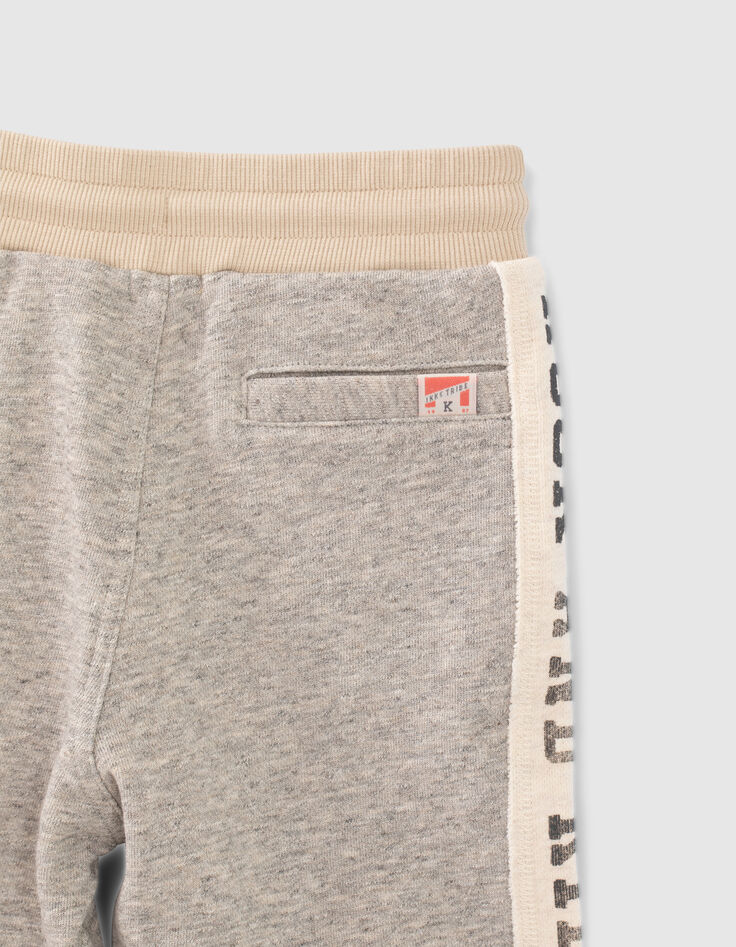 Boys’ grey sweatshirt fabric Bermudas, beige side bands-6