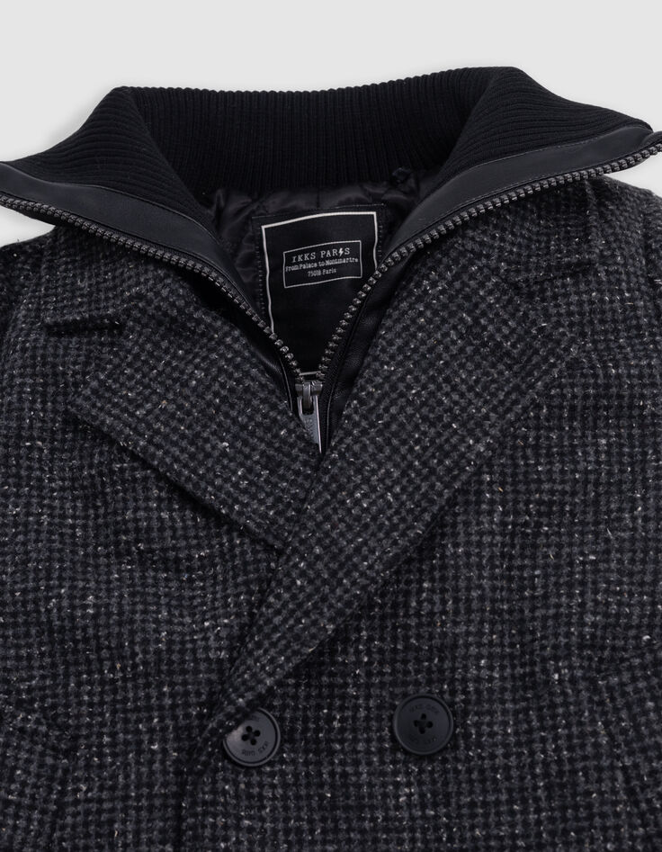 Manteau gris motif carreaux parementure bi-matière garçon-4