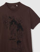 Men’s chocolate T-shirt with reggae men embroidery-5