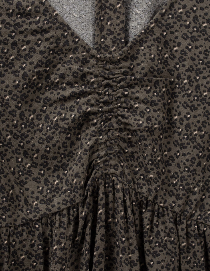 Kaki jurk LENZING™ ECOVERO™ luipaardprint meisjes-5