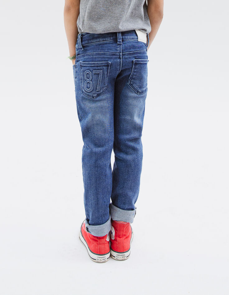 SLIM blue heavy-duty print and embossed jeans for boys-3