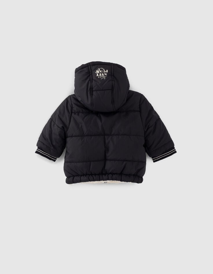 Omkeerbare pufferjas navy en witte Sherpa babyjongens-4