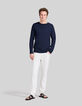 Marineblauw T-shirt met lange mouwen Heren-2