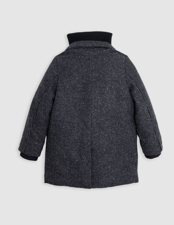 Manteau gris motif carreaux parementure bi-matière garçon-5