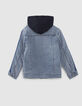 Boys’ blue denim Sherpa-lined jacket, hooded facing-3